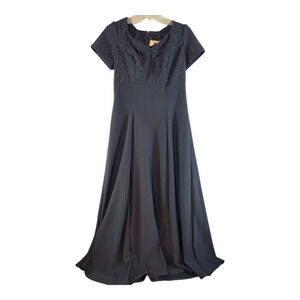 Southeastern Melisma Dress sz 10 black beaded maxi short sleeve vintage